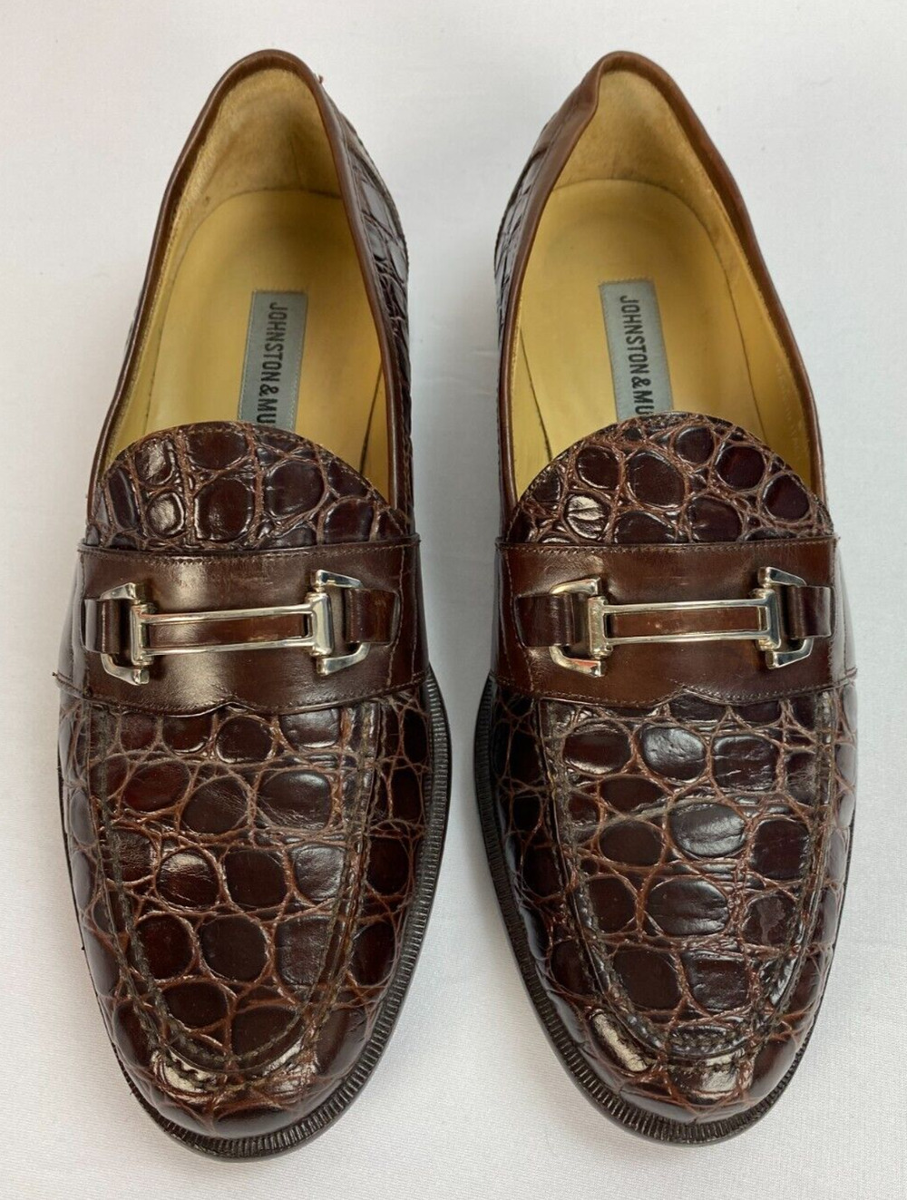 Johnston & Murphy Men’s Brown Crocodile Horsebit Loafers Size 8M